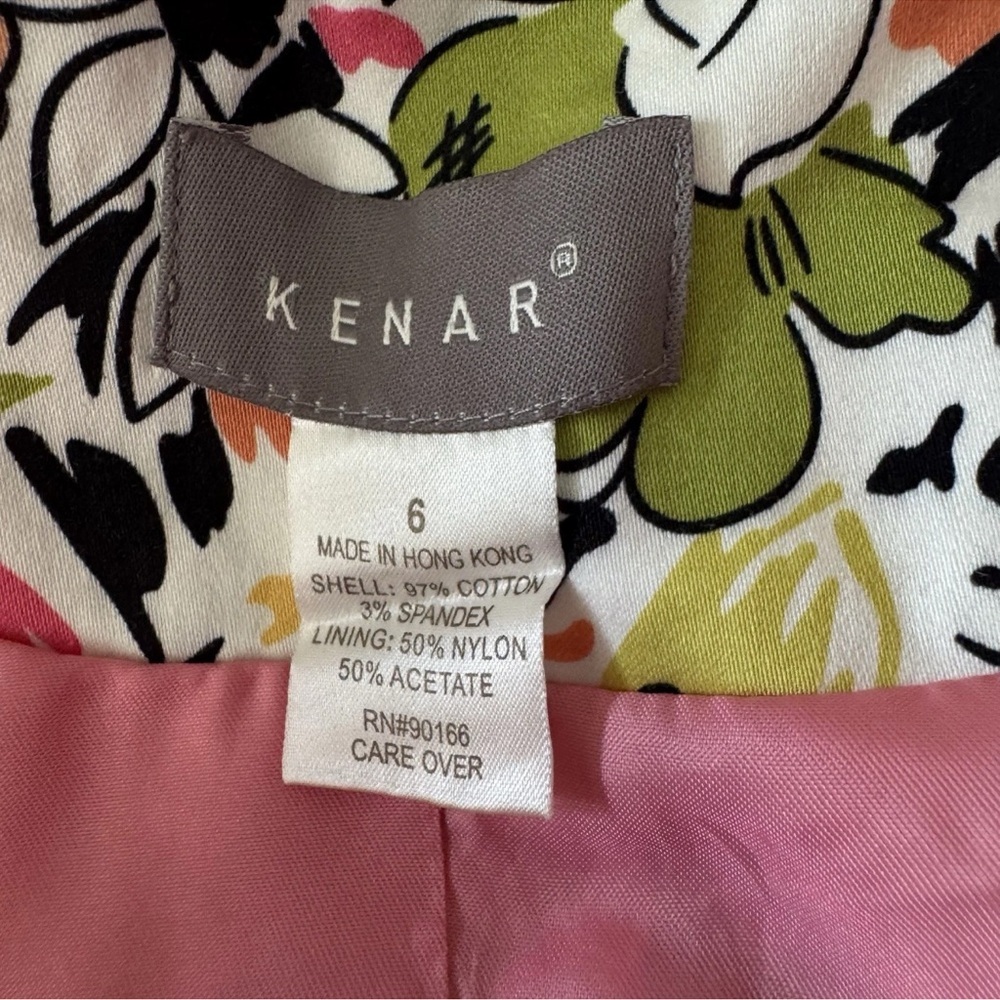 Kenar Floral Trench Coat Spring Jacket Long Blazer Women 6 Cotton White Green - Picture 6 of 7